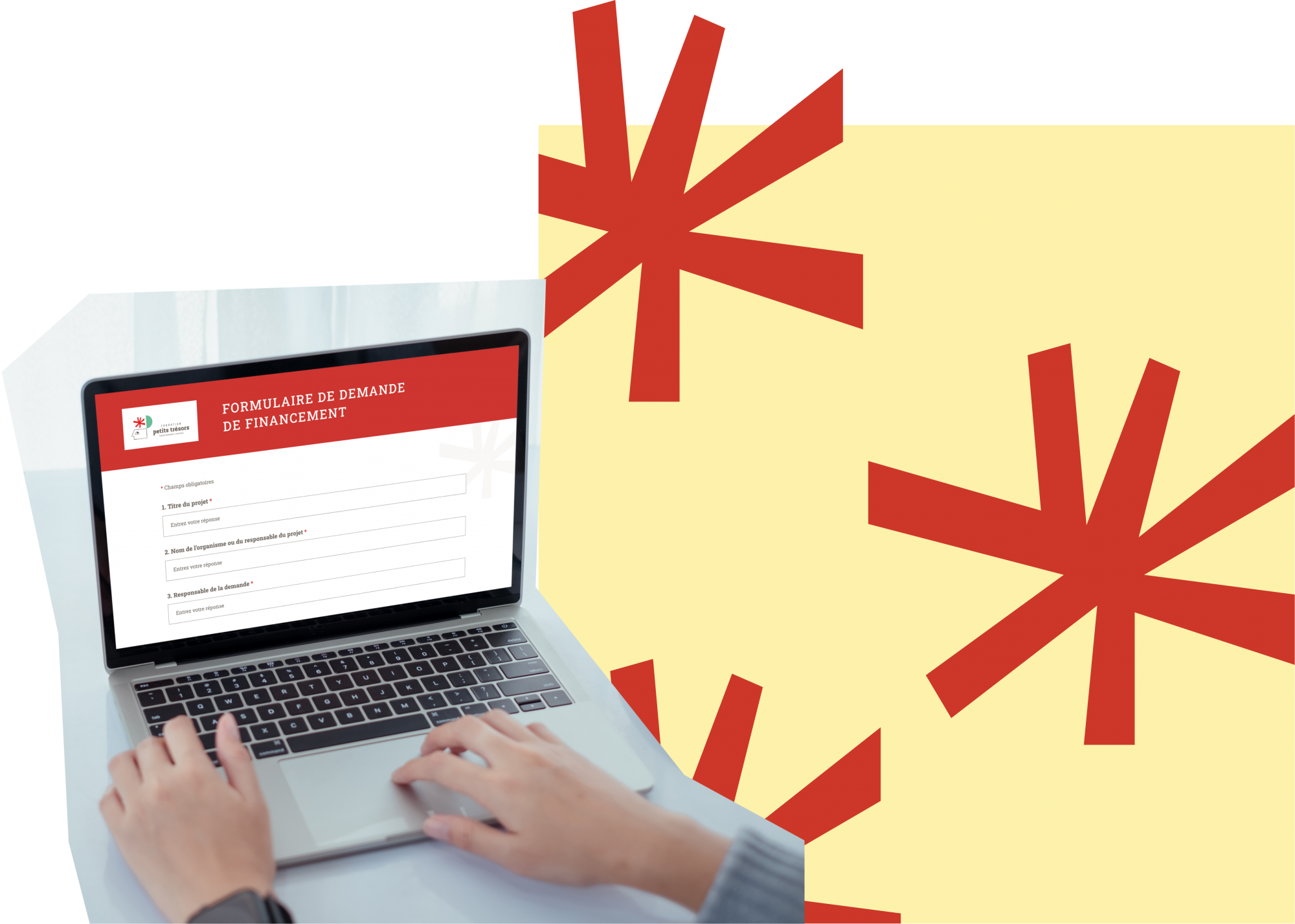 ordinateur ouvert sur un formulaire de demande de financement